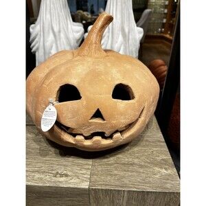 Pottery Barn Terracotta Pumpkin MEDIUM Jack O’Lantern Luminary Orange Halloween
